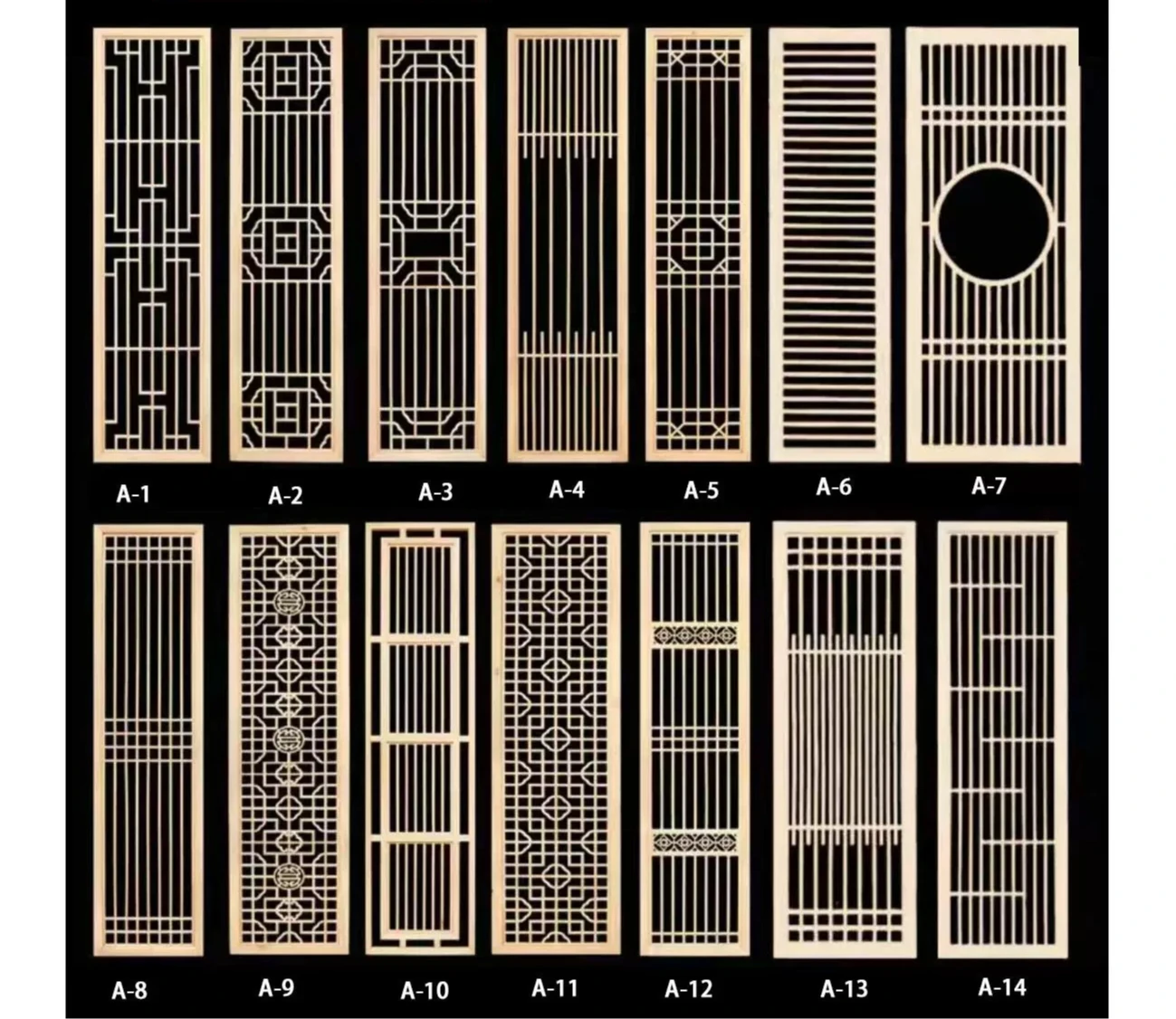 Wood carving new Chinese solid wood lattice porch partition wall decoration wood grille hollow living room screen background