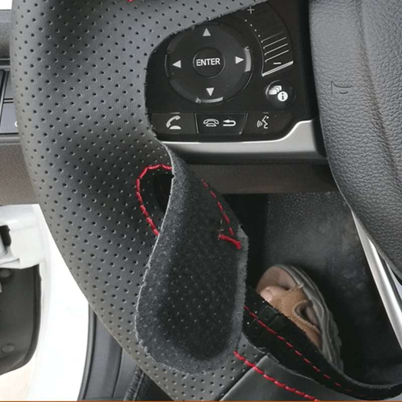 Black Artificial Leather Hand-stitched Car Steering Wheel Cover Cover for Jeep Compass Grand Cherokee Wrangler Patriot 2012-2014