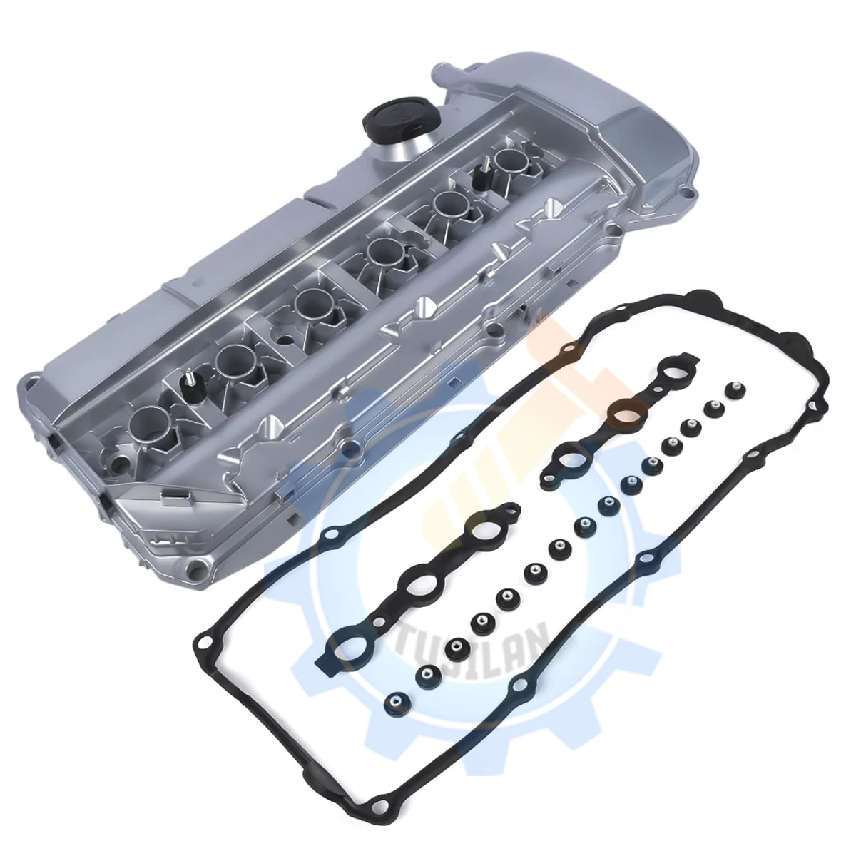 11127512839 Aluminum Valve Cover w/ Gasket & Bolts&Cap For BMW E46 E39 E60 X3 E83 X5 E53 Z4 325CI 325XI 330XI 52530I 530I 330i