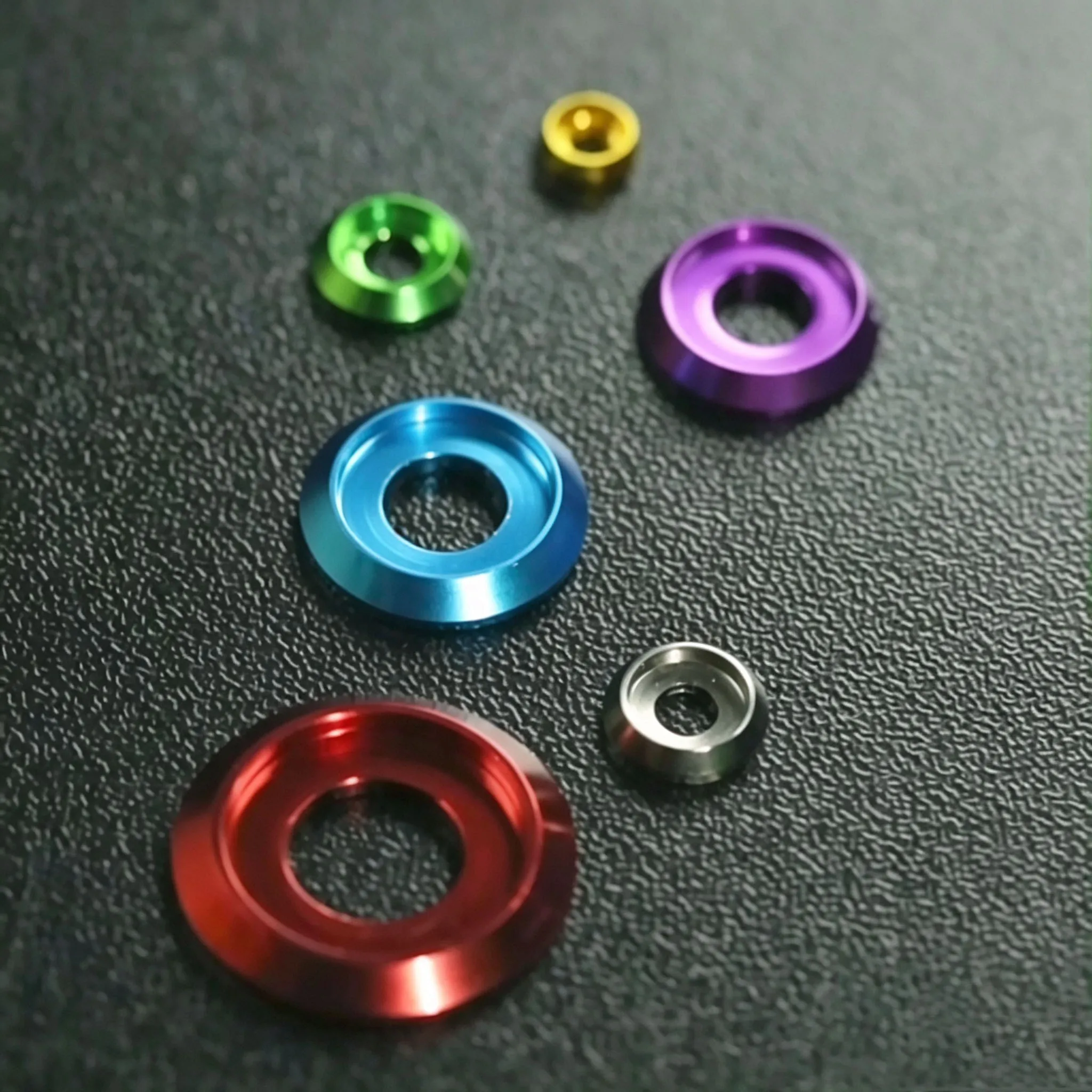 2/5Pcs Anodized Aluminum Grooved Shim Washer M2-M8 Half Round Thin Screw Gasket Spacer