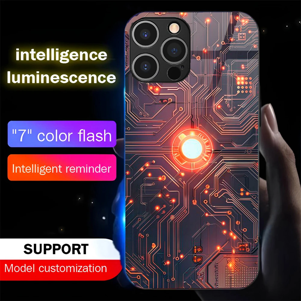 

Smart Circuit Technology LED Light Up Phone Case Glowing Back Cover For iPhone Air 17 16 E 15 14 13 12 11 Pro Max