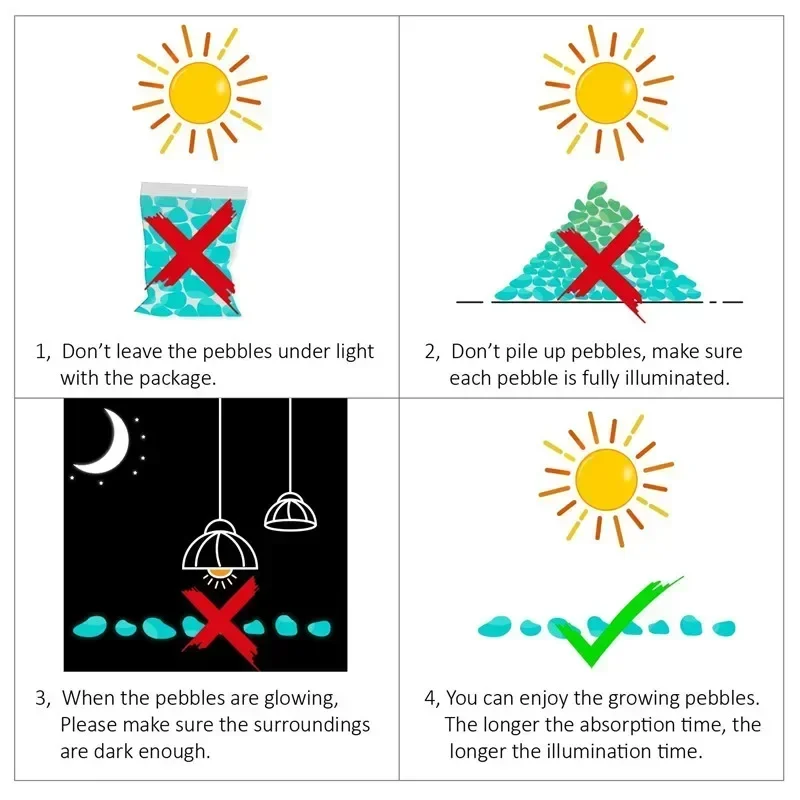 200pcs 11*13mm Garden Glow in The Dark Luminous Pebbles for Walkways Plants Aquarium Decor Glow Stones Garden Decoration