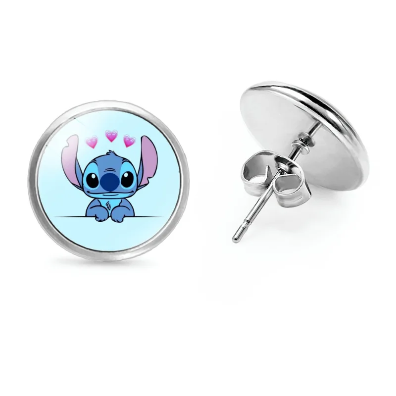 Disney Stitch Ear Pendants Kawaii Cartoon Lilo & Stitch Anime Figure Metal Earring Delicate Female Jewelry Accessories Girl Gift