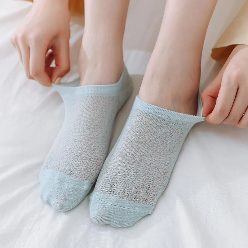 10 pieces = 5 Pairs/lot Invisible Candy Cotton Breathable Socks for Women Summer Girls Casual Short Ankle Boat Low Cut Lady Sox