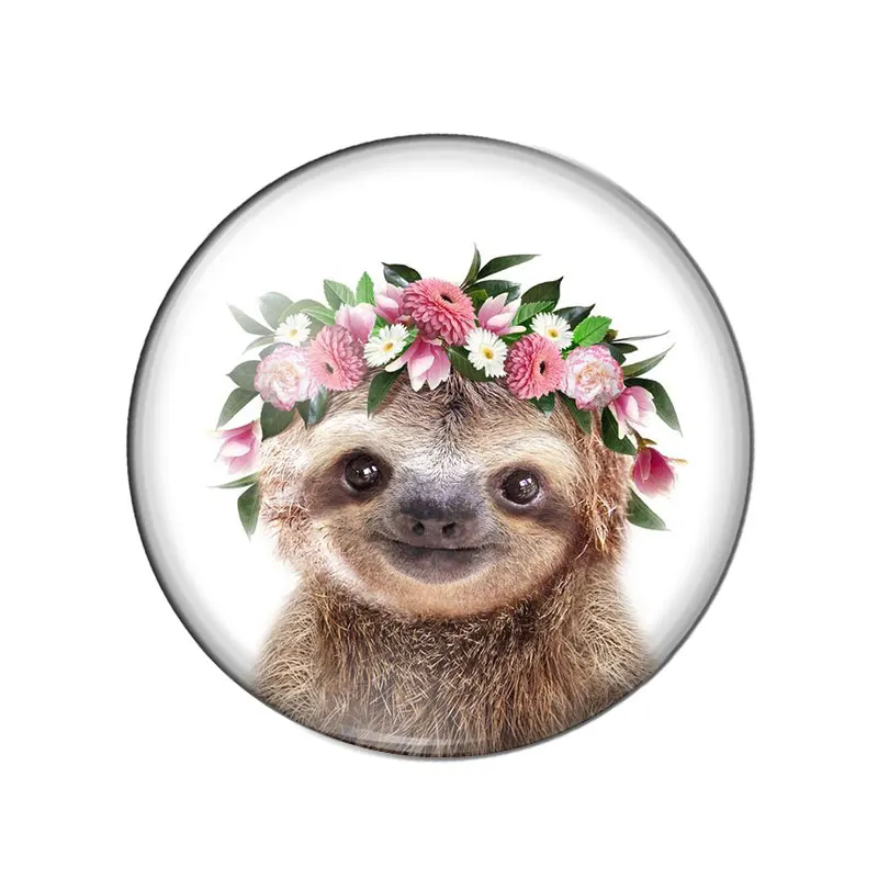 Painting Flower Animals Bear Tiger Wolf Fox 10pcs 12mm/18mm/20mm/25mm Round photo glass cabochon demo flat back Making findings