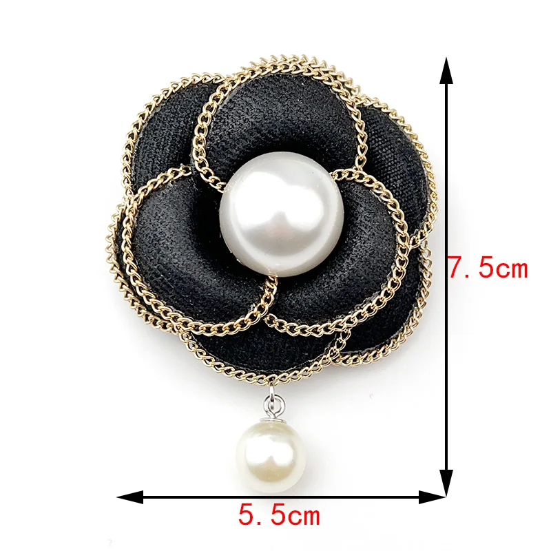 Korea Trendy Design Handmade Fabric Artificial Flower Series Brooches Camellia Pearl Pin Lady Daily Colthes Backpack Accessories