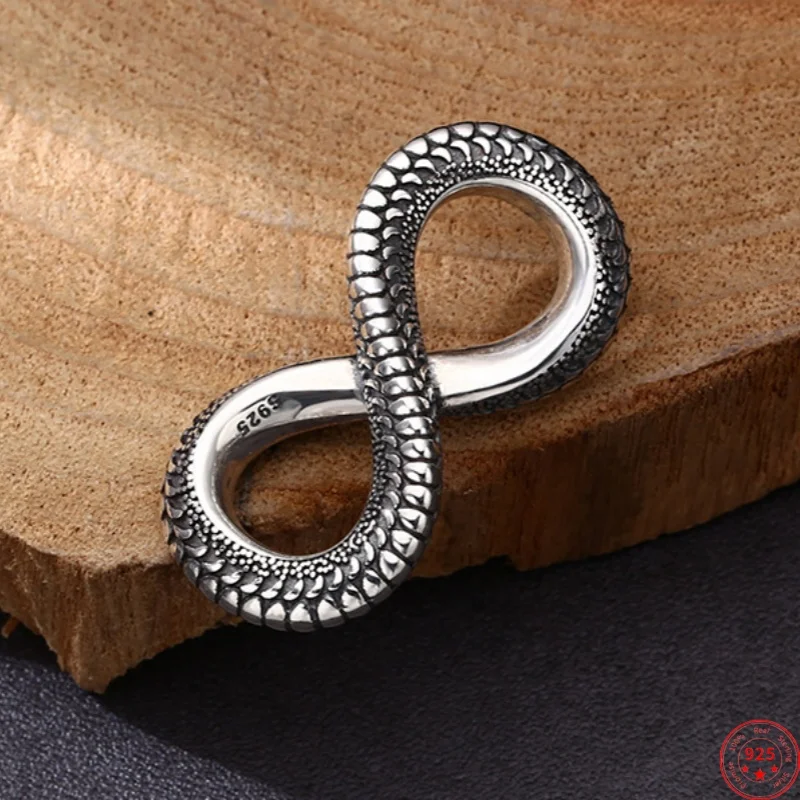 

Genuine S925 Sterling Silver Pendants for Women Men New Fashion Infinite Reincarnation Snake-skin Infinity Symbol Wholesale