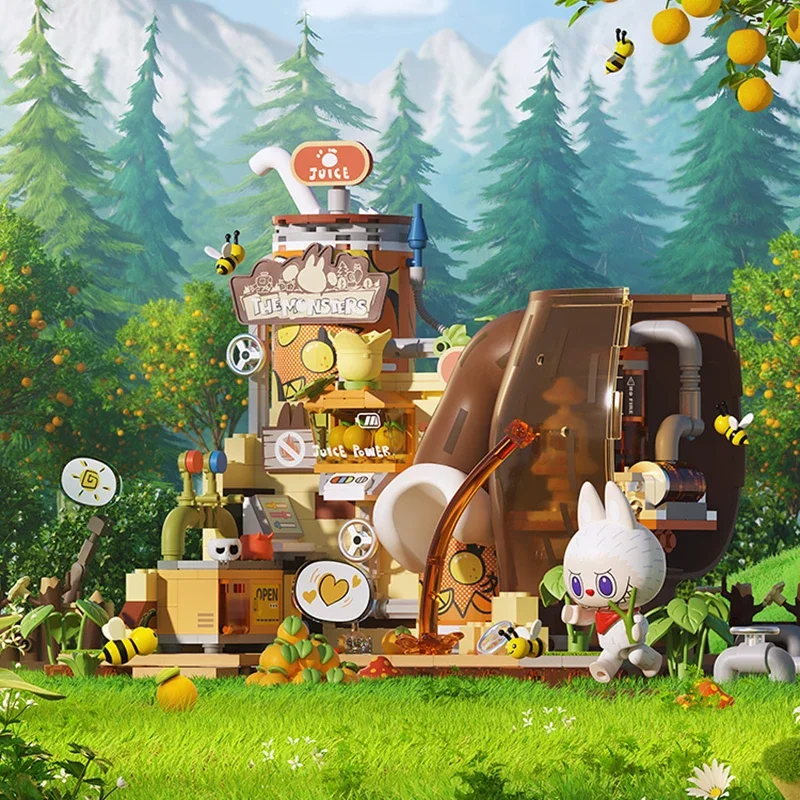 POPMART LABUBU The MONSTERS Secret Forest Base Series de bloques de construcción caja ciega Guess Bag juguetes, muñeca, linda figura de Anime, regalo