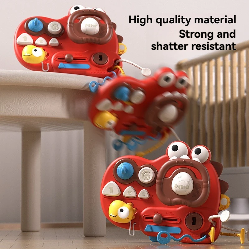 Volante multifunzione con dinosauro, tavola occupata – Giocattolo educativo estraibile per neonati con design a cartoni animati e materiali sicuri