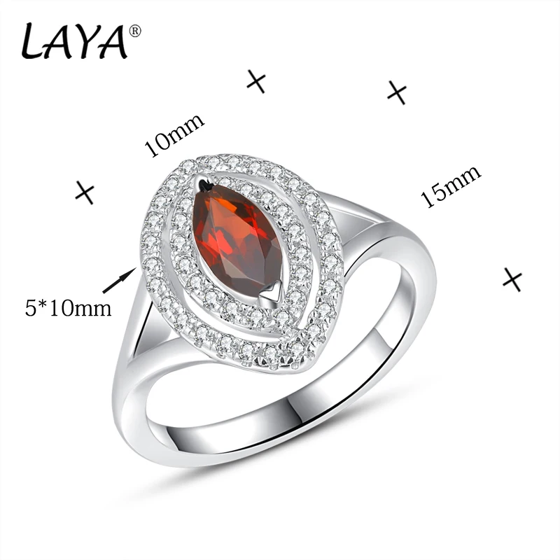 LAYA 100% 925 Sterling Silver Marquise Brilliant Cut Gemstone Natural Sky Blue Topaz Rings For Women Wedding Engagement Jewelry