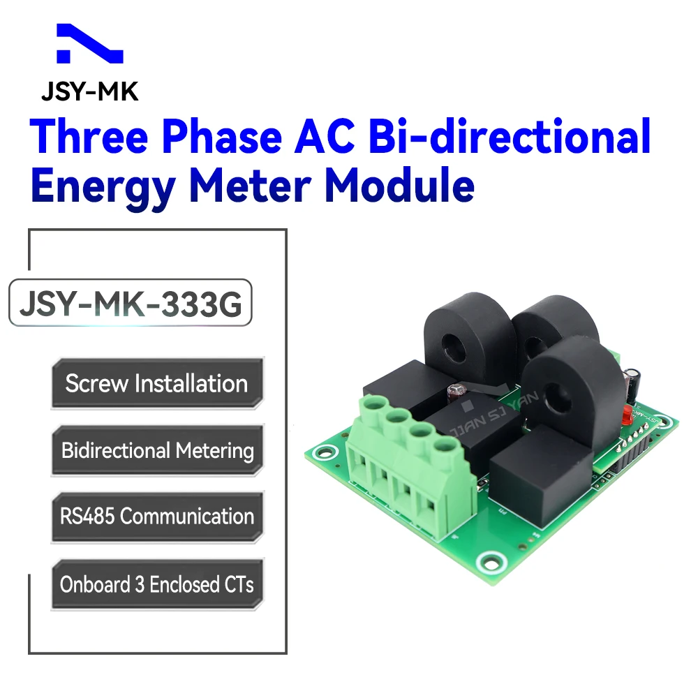 JSY-MK-333G 50A 3P4W AC dwukierunkowy moduł licznika energii RS485 instalacja śrubowa do monitorowania systemu routerów słonecznych