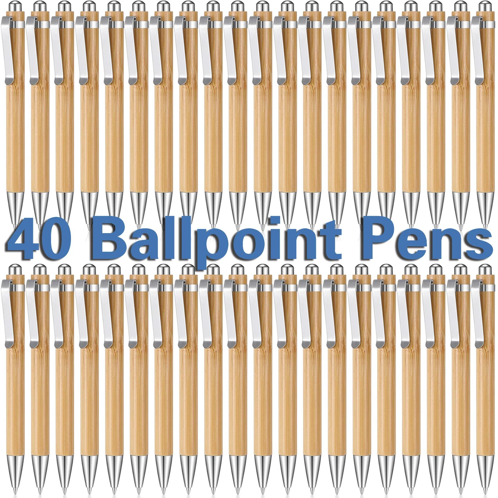 40Pcs/Lot Bamboo Wood Ballpoint Pen 1.0mm Tip Office School Wrting Stationery Business Signature Ball Pens