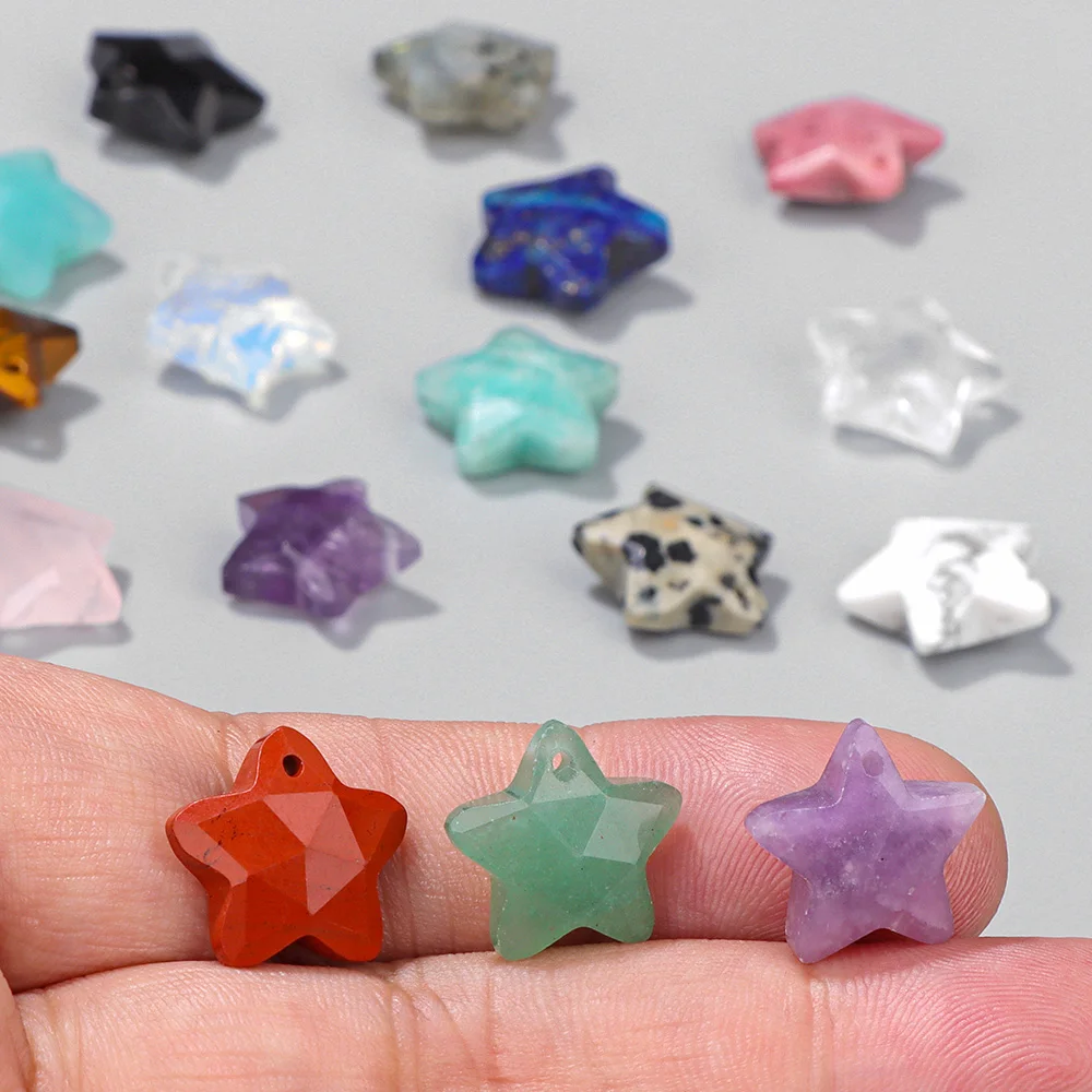 14mm Star Shape Charm Amazonite Gems Star Pendant Natural Stone Crystal Pendant for Jewelry Making Necklace Earrings Accessories