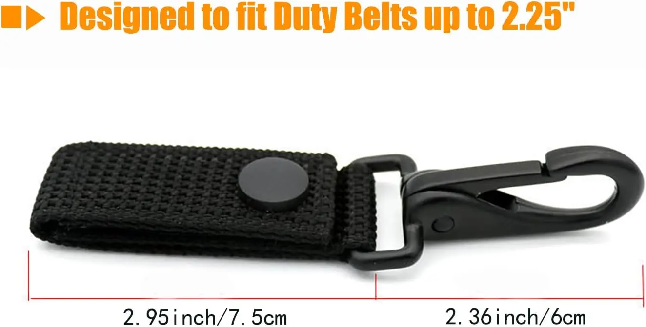 Police Heavy Duty Key Belt Keeper Clip Key Holder with Nylon Hook Strap & Strong Metal Snap & Key Clip Molle Keychain Organizer