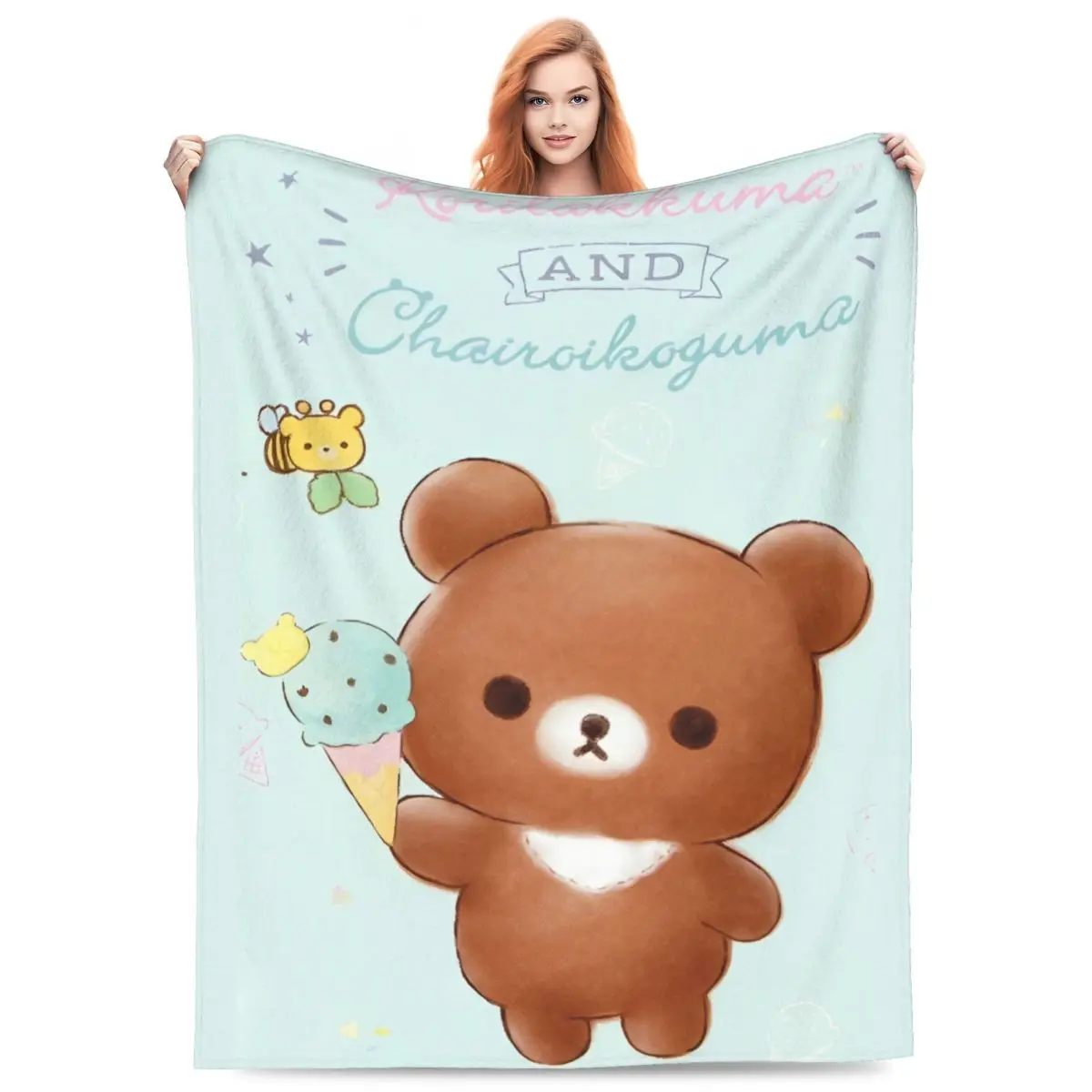 

Rilakkuma мультфильм мягкое теплое одеяло кемпинг плюшевые постельные принадлежности пледы принт диван стул фланелевое покрывало диван-кровать