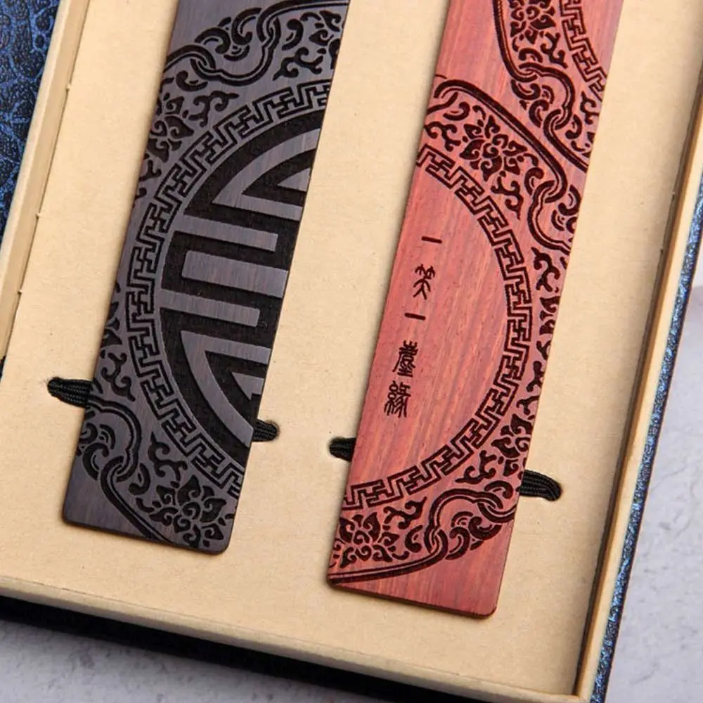 Creative Chinese Style Bookmark Sandalwood Carving Book Clip Wooden Book Mark Gift