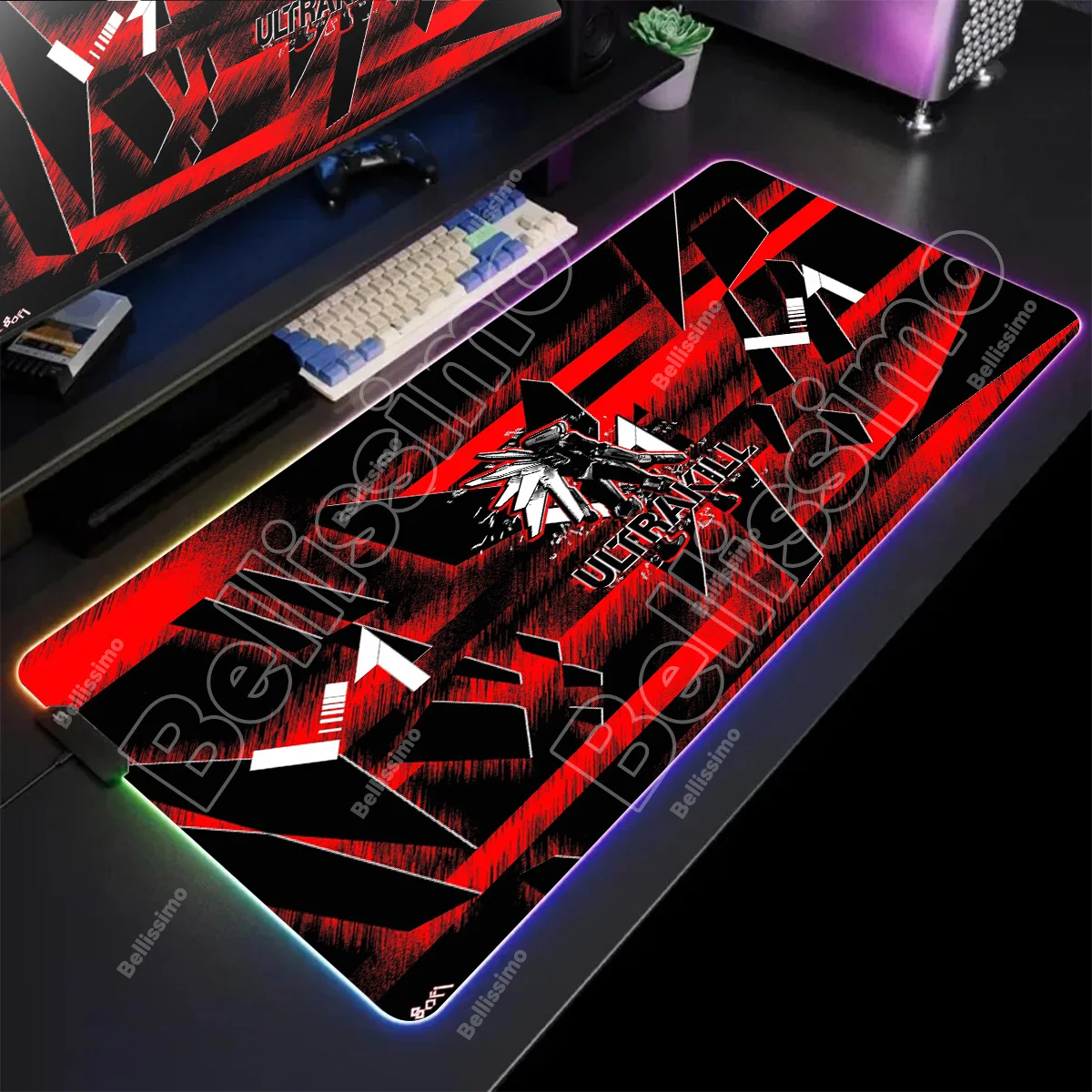 Big Mousepad Backlight ULTRAKILL Retro Mouse Pad Gamer Rgb Desk Mat Back Light Led Mousepad Setup Gaming Accessories Deskmat