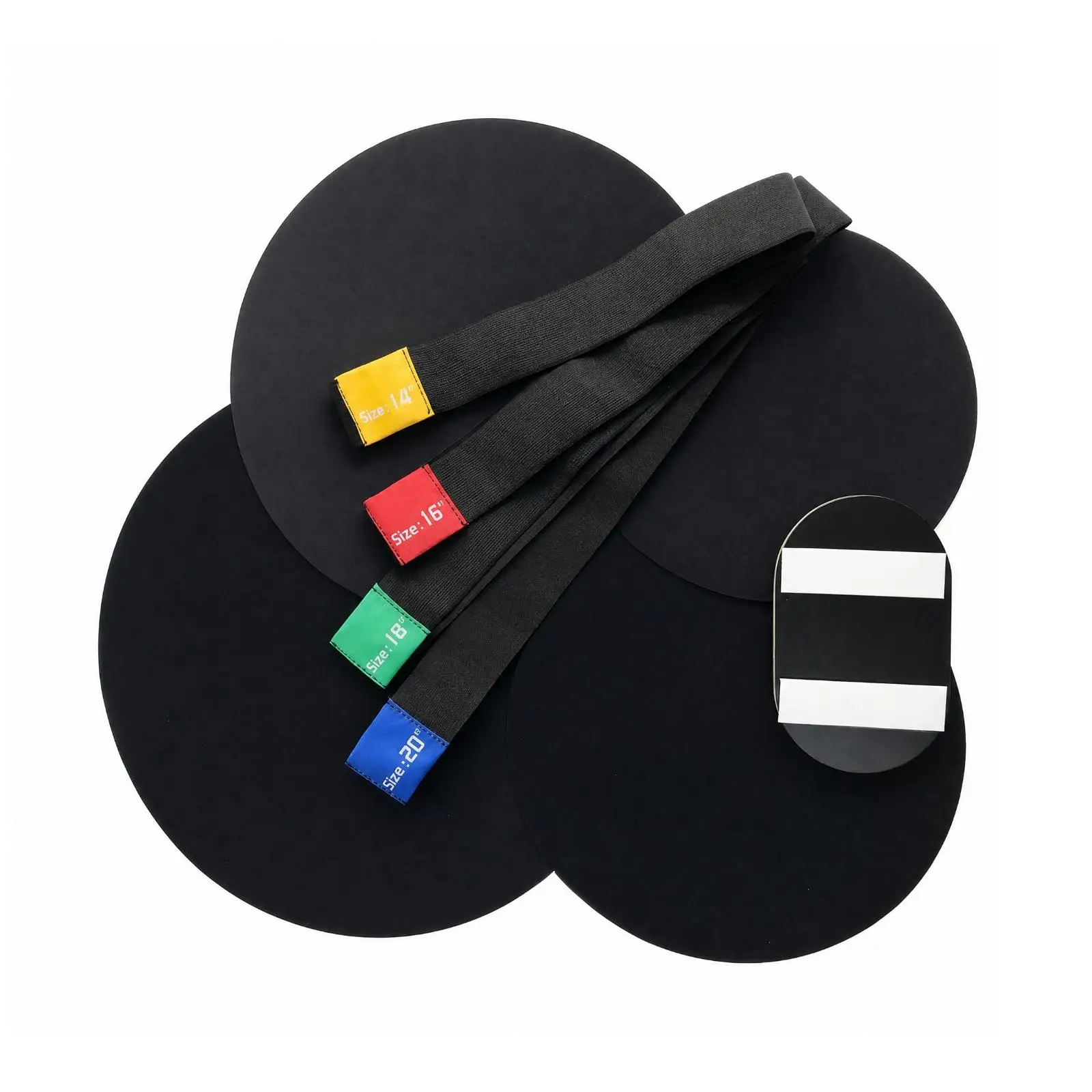9 Pieces Five-Drum Four-Cymbal Mute Pad Kit Noise-Dampening Drum Silencing Pad Set with Straps Low-Profile for Apartments,