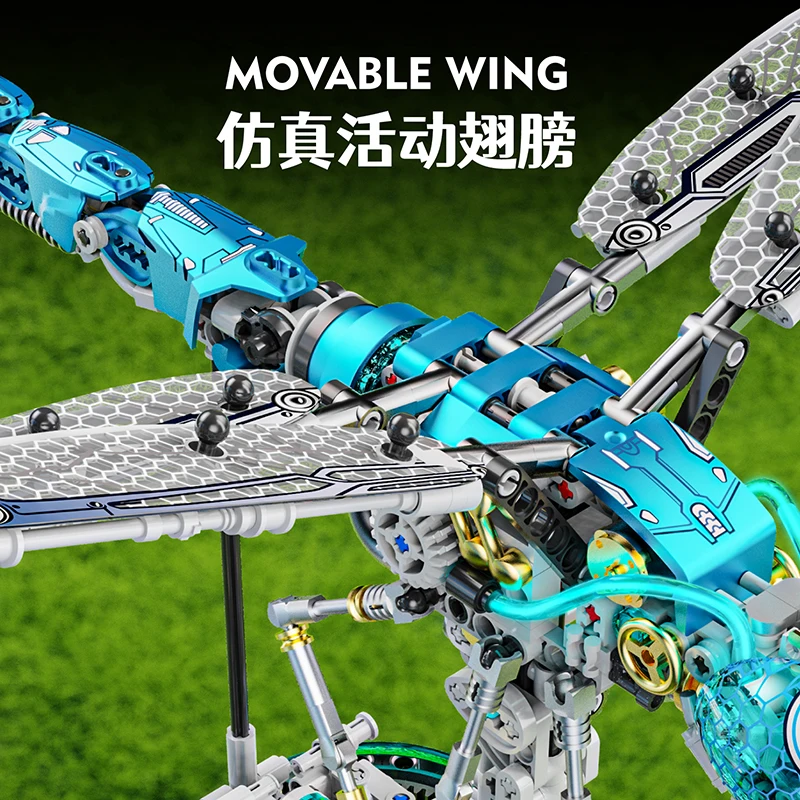 Mechanical Dragonfly Building Blocks Kit - Movable Wings, STEM DIY Creative Toy for Adults/Kids, 3D Puzzle Gift