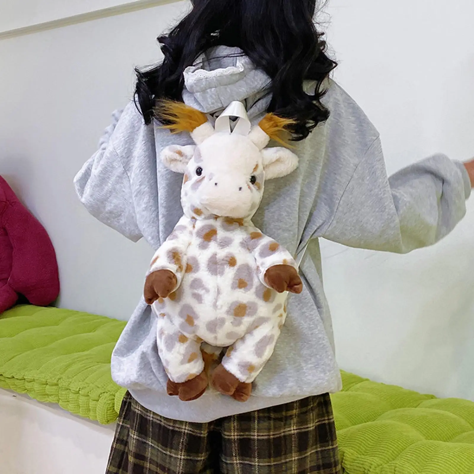 حقيبة ظهر على شكل زرافة من القطيفة على شكل حيوان لطيف لتزيين عطلة الأطفال