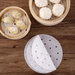 100pcs Round Steamed Bun Papers With Holes Non-stick Household Snack Bread Cake Steamer Oil Paper Pads