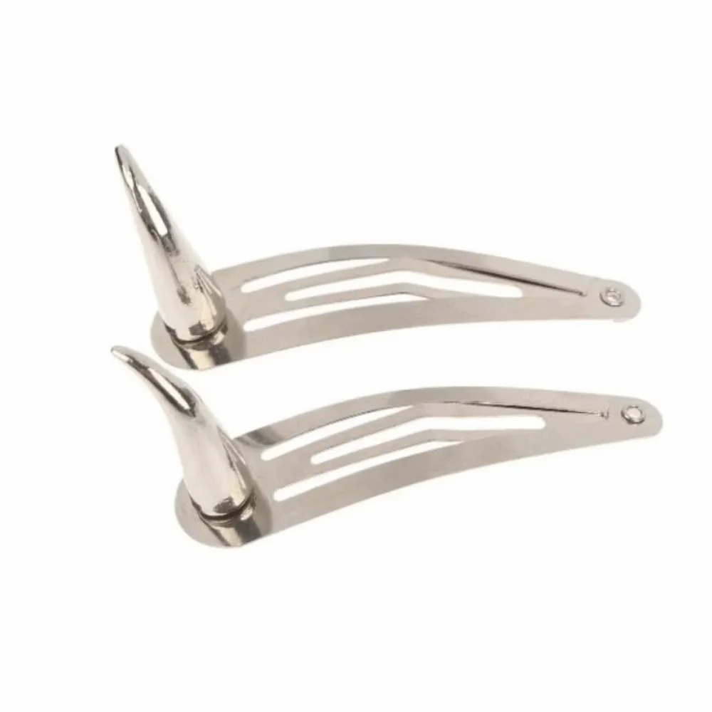 2Pcs Metallic Textured Nail-bolt Hairpin Non Slip Hollow Out Gothic Hair Pin Spiked Rivet Polished Demon Horn Hairpins Cosplay