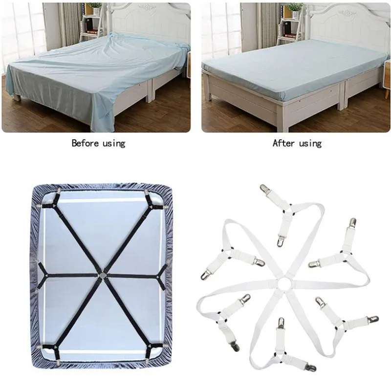 Universal Bed Sheet Fixed Holder High Elastic Adjustable Crisscross Fastener Straps Kits Non-Slip Sofa Cover Clips