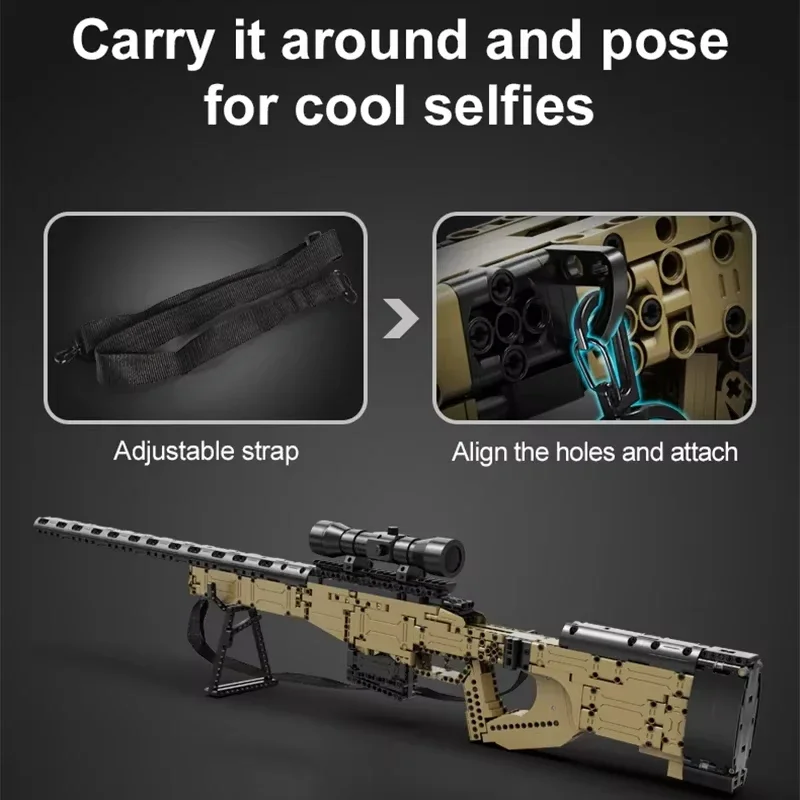 Cada 979Pcs City Technical Police Military Weapon AWM Sniper Rifle Building Blocks Model,WW2 STEM Educational Toys Kids Gifts image 5