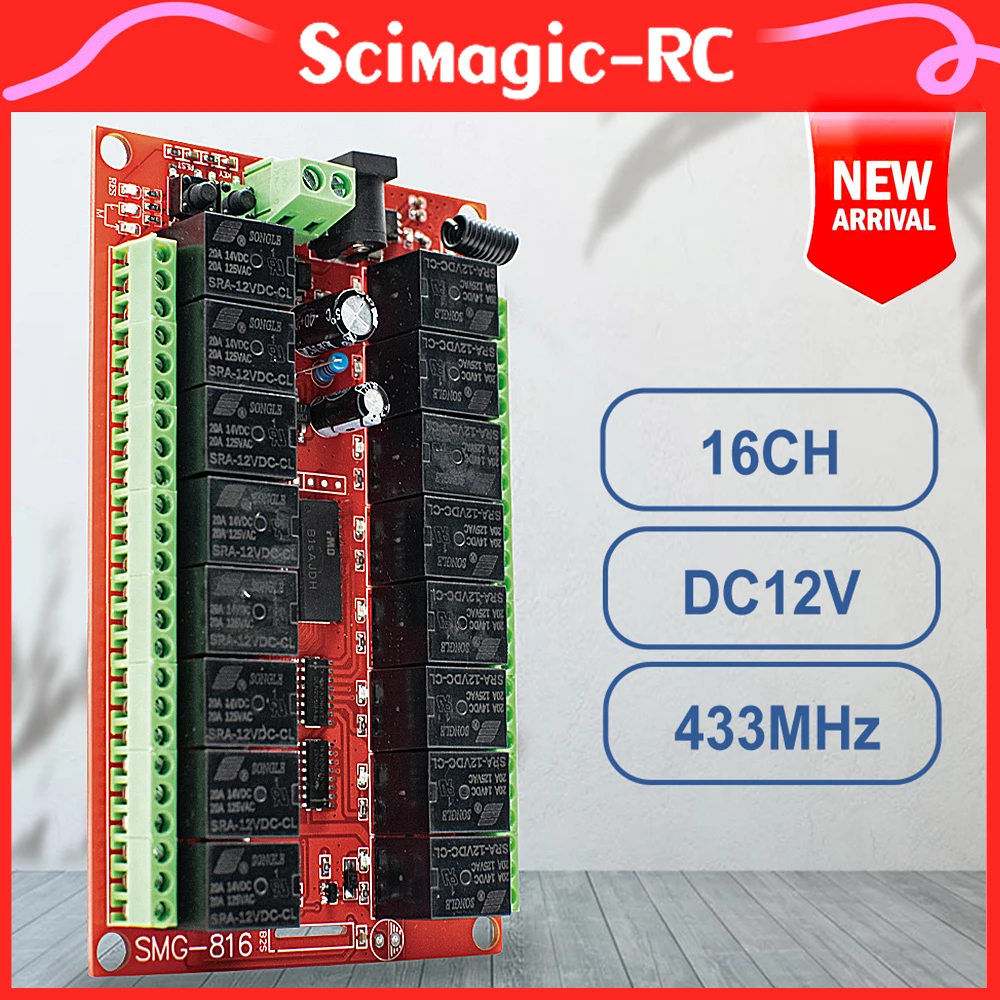 16 Channels of DC 12V or 24V Relay Switch Output Signals and Work With Light,Electric Doors,Windows,Lifting Equipment