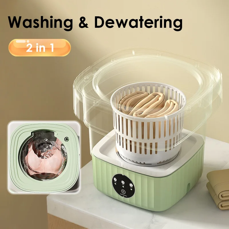 11l Opvouwbare Draagbare Wasmachine 6l Grote Capaciteit Kleding Spin Droger Emmer Reizen Ondergoed Sokken Ultrasone Mini Wasmachine