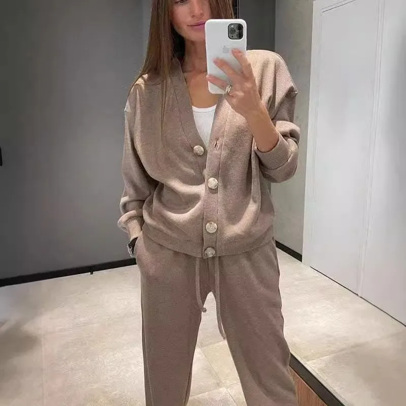 Casual Pocket Set Full Length British Style with Long Sleeve Summer Patchwork Long Pants Elegant Commuting Women Tracksuit