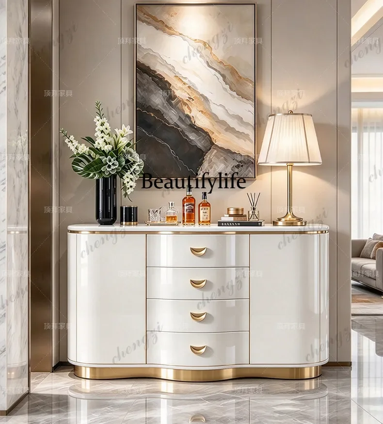 Italian light luxury high-grade paint dining side cabinet living room home storage cabinet modern simple foyer entrance cabinet