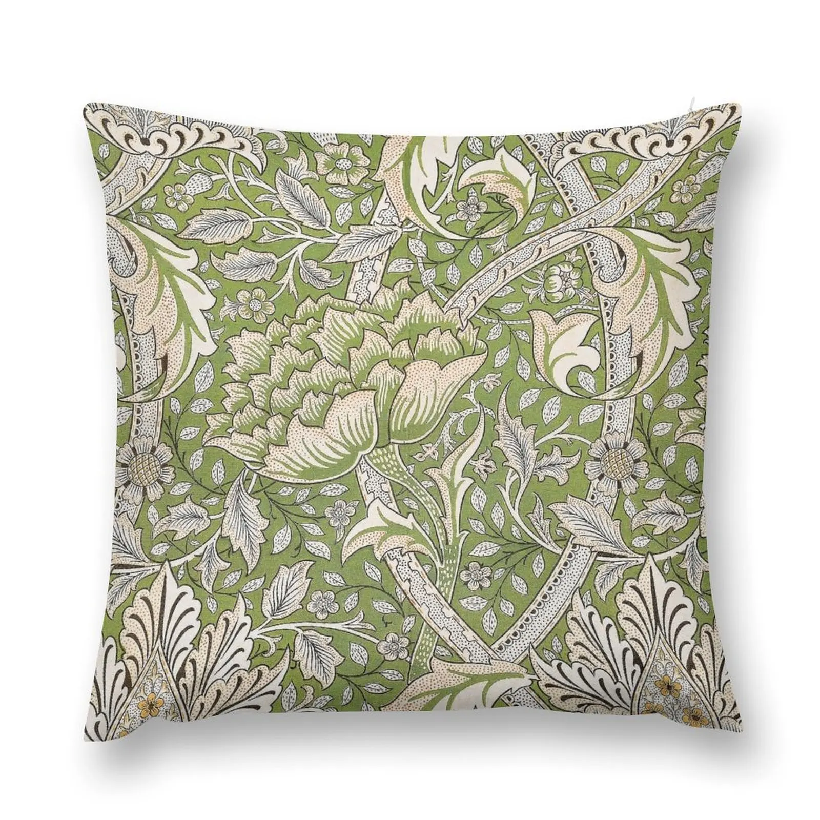 

William Morris Windrush Green Floral ,Vintage Art Nouveau Botanical Exhibition,William Morris flowers Throw Pillow Anime pillow