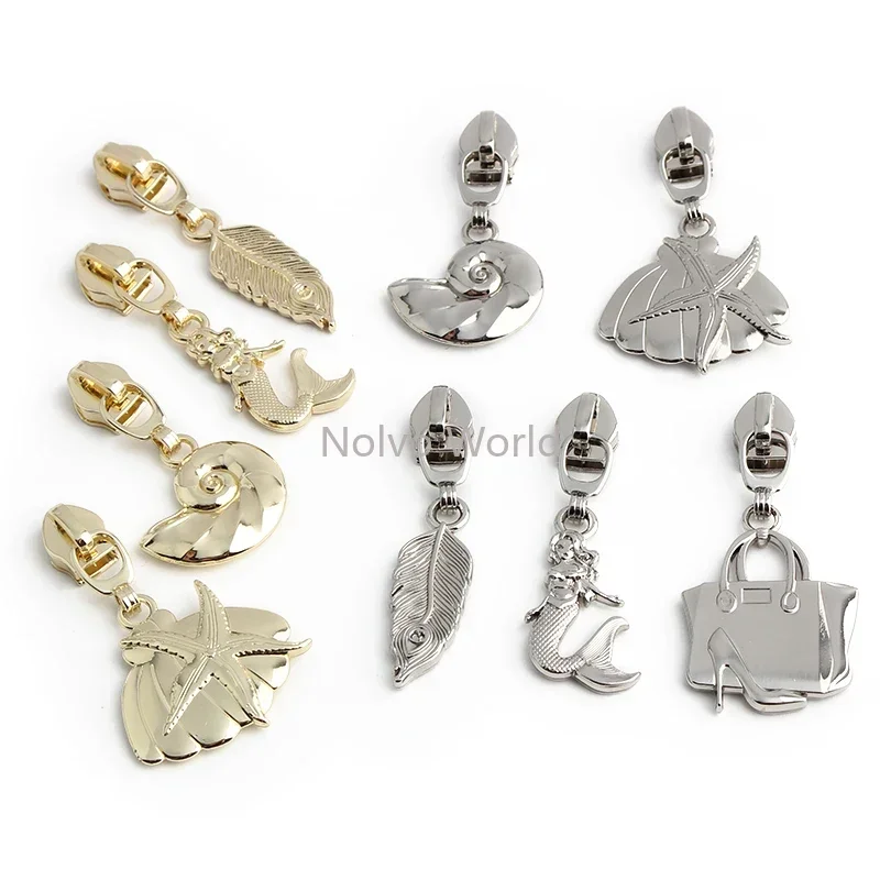 10/30/200PCS Sheep,Deer Shape 5# Nylon Metal Zipper Puller For Replace Clothes Bags Zip Head Repair Kit DIY Sewing Accessories