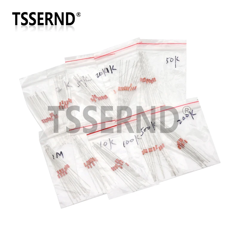 100pcs = 10valuesX10pcs Kit de résistance de thermistance NTC NTC-MF58 1K 2K 5K 10K 20K 50K 100K 200K 500K 1M 5% 3950B MF58