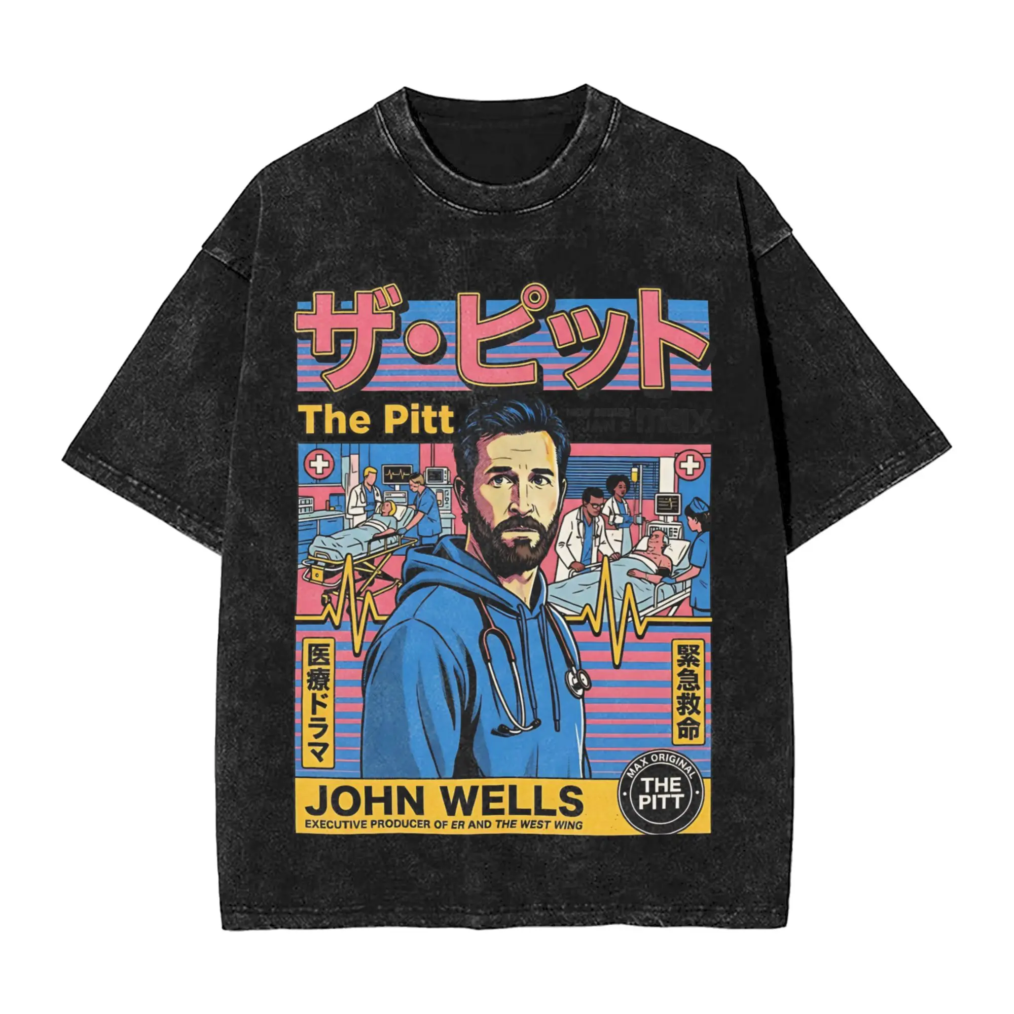 Washed T Shirts The Pitt Doctor Fashion T-Shirt Oversize  TV Series Streetwear Cotton Printed Tops Tees for Men Women