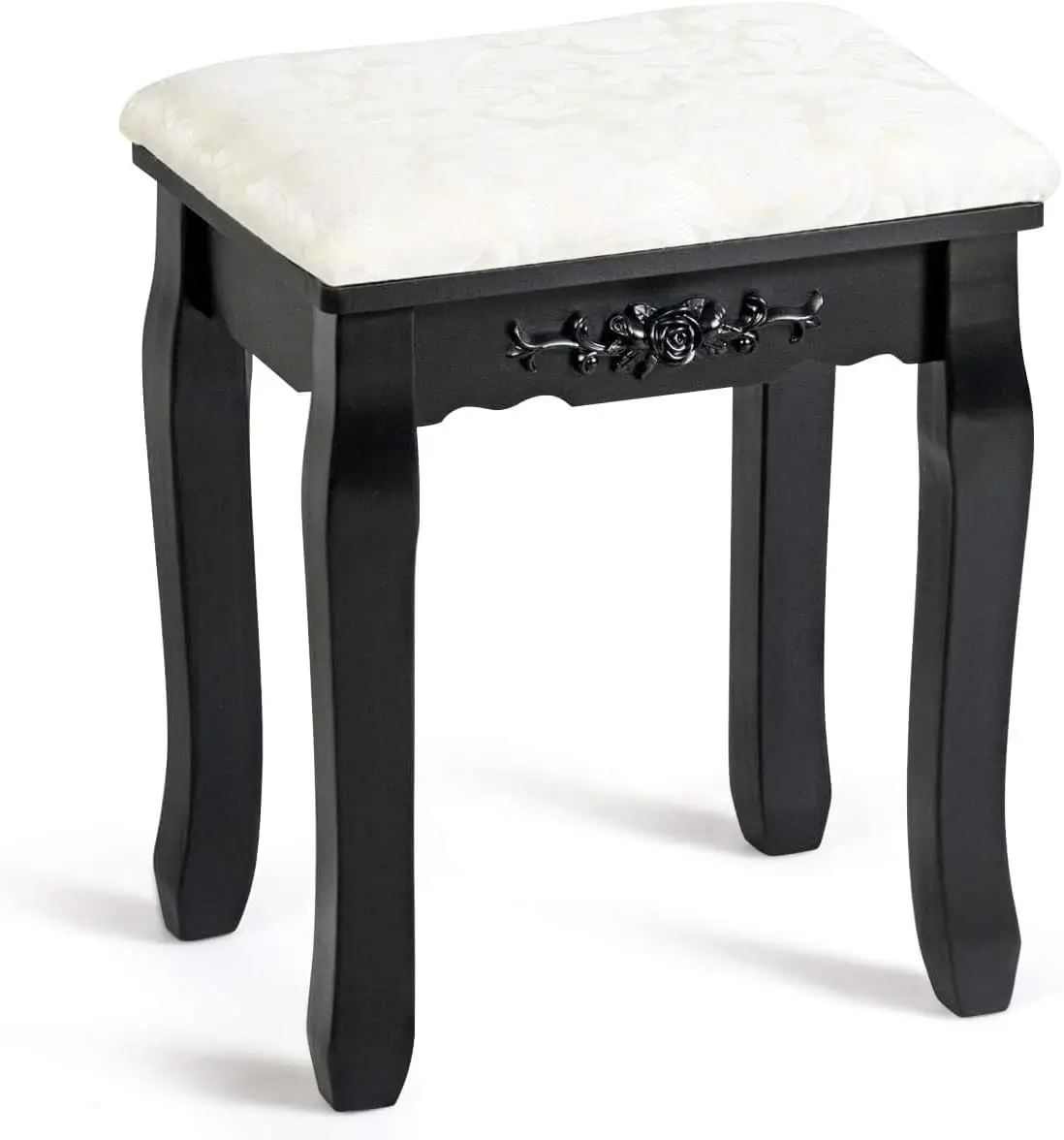 

Hysache Makeup Bench, Large Vanity Stool With Soft Piano Seat, Solid Wood Legs, Delicate Carving, Retro Wave Foot Floor Pad,