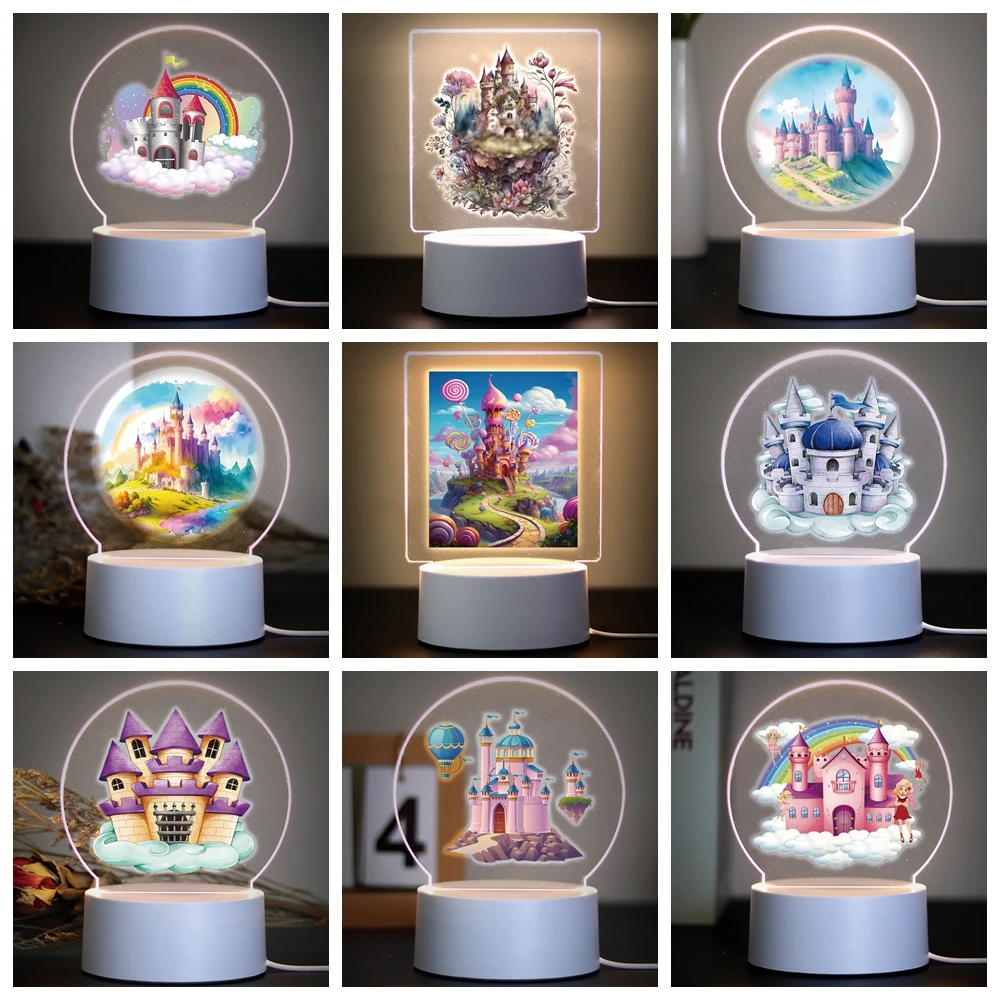 Princess Castle Led Night Light Children Bedroom Decor 3D Lamp For Bedroom Decor Light Christmas Gifts Led Night Light