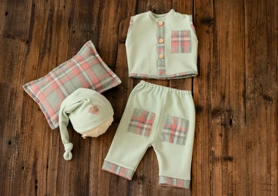 Baby boy gentlemen suit hat+ pillow +vest+ pants 4pcs clothing set twins clothing  photo newborn photography props