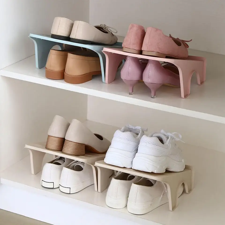 Lot de 2 supports de rangement réglables pour chaussures, organiseur double couche en PP, hauteur ajustable, gain de place, organisation optimisée 15 Lot de 2 supports de rangement réglables pour chaussures, organiseur double couche en PP, hauteur ajustable, gain de place, organisation optimisée 15