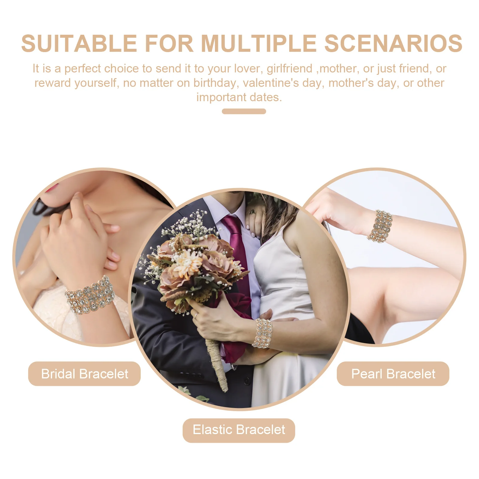 

Rhinestone Pearl Bracelet Rose Gold Stretch Bridal Jewelry Elegant Charm for Wedding Party Rhinestone Pearl Bangles