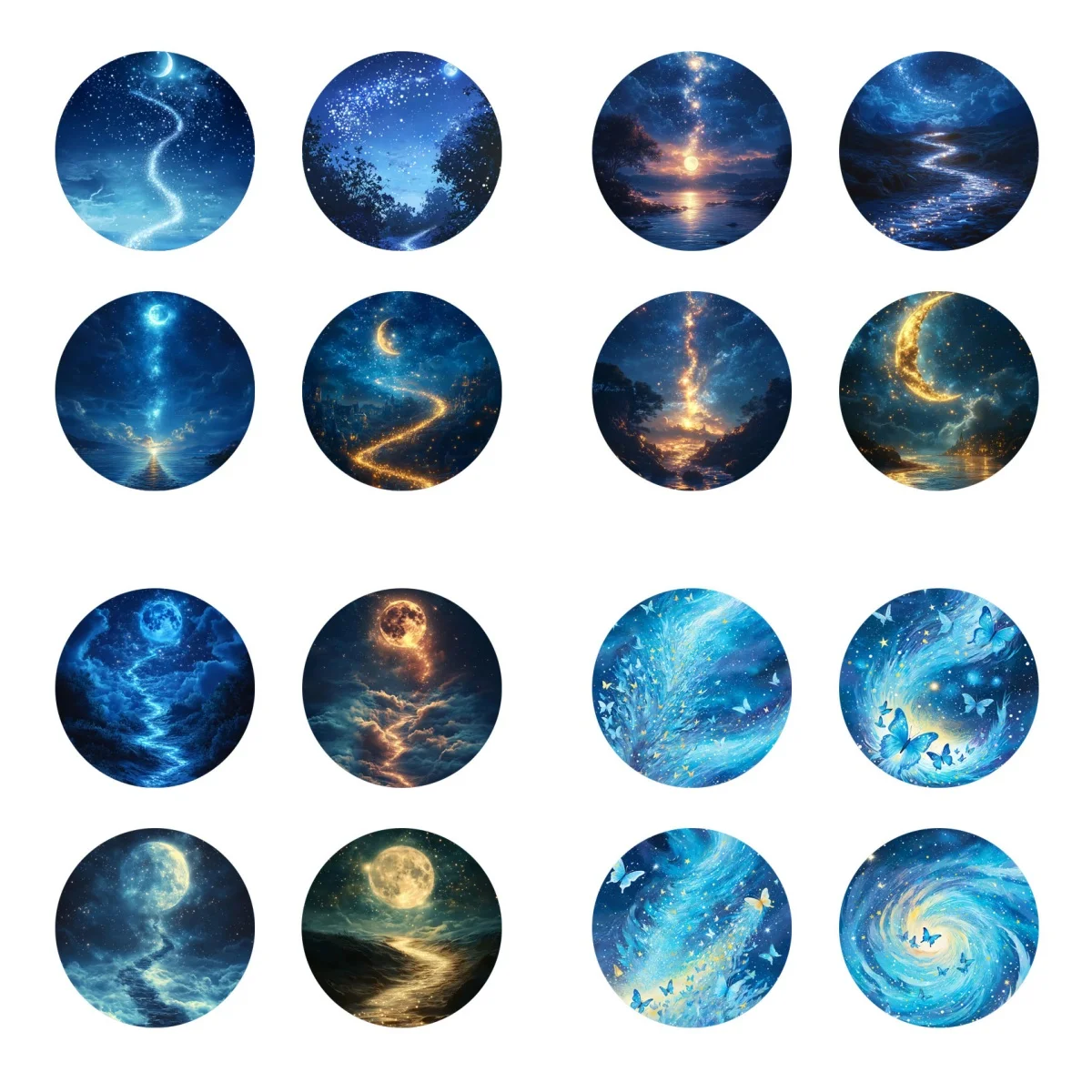 4-Piece Set of Colorful Starry Sky Art Coasters, Anti-Slip Wood Coasters, Suitable for Kitchen, Office and Party Decoration