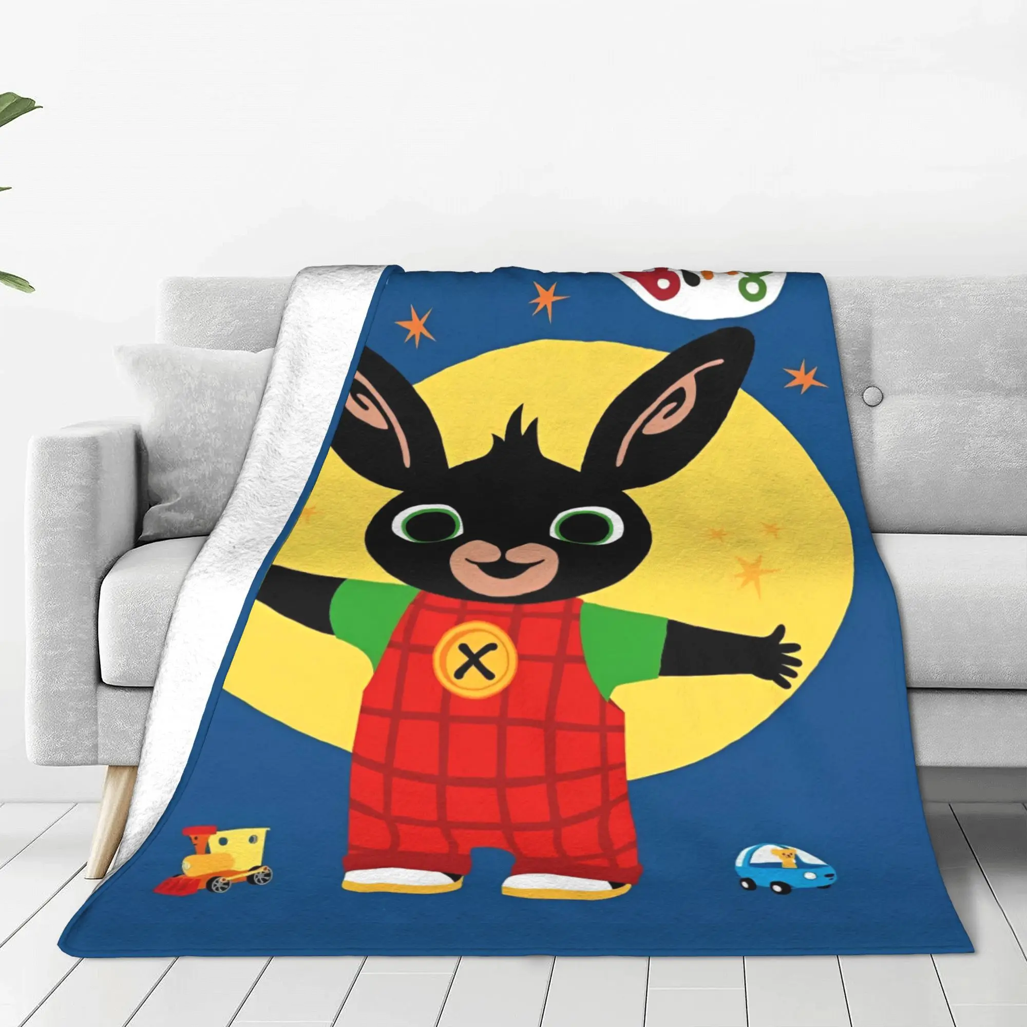 Bing Bunny Hoppity Voosh Blanket Velvet Autumn/Winter Cartoon Animation Multi-function Lightweight Throw Blankets Sofa Quilt