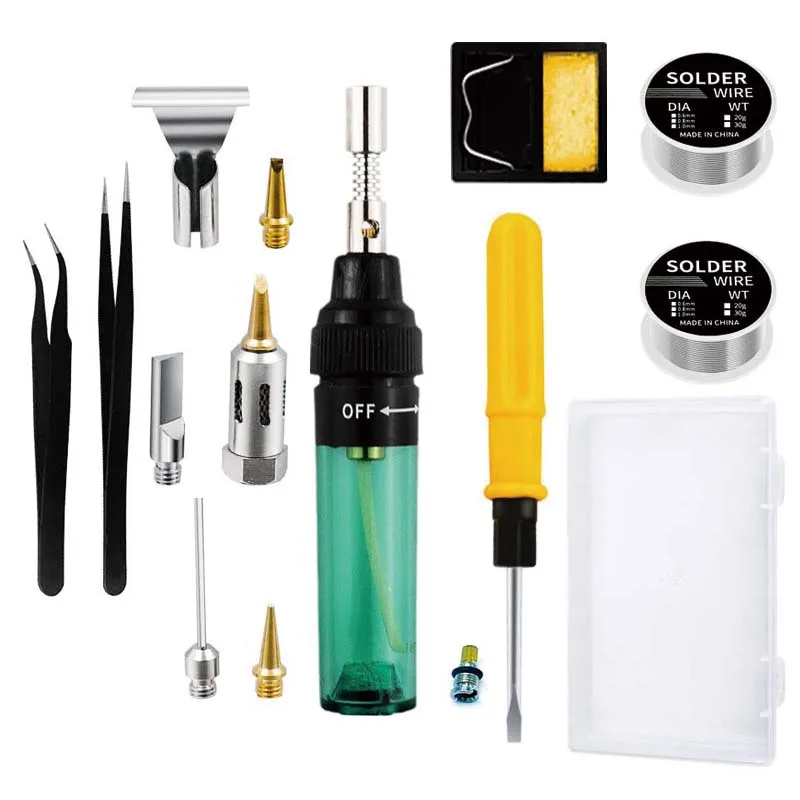 

14pc Electronic Welding Repair Team | Soldering iron, multi-tip soldering iron, solder wire, etc., with complete tools