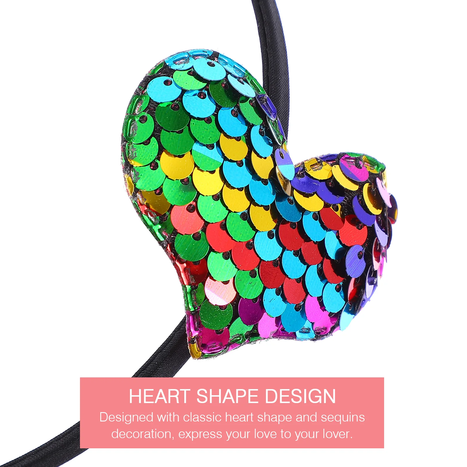 

6Pcs HeartShapedHeadb s SequinsDecorated ValentineAccessories LightweightComfortable RomanticAtmosphere Hairb ValentineDay