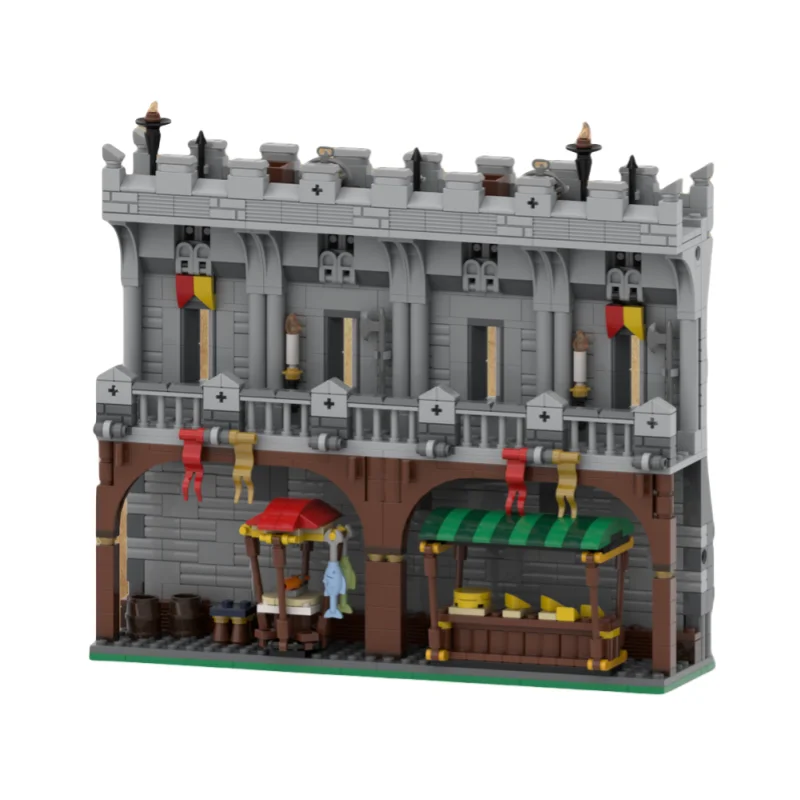 

MOC Red Castle wall building castle model scene matching toy building blocks decoration pieces 1000pcs set