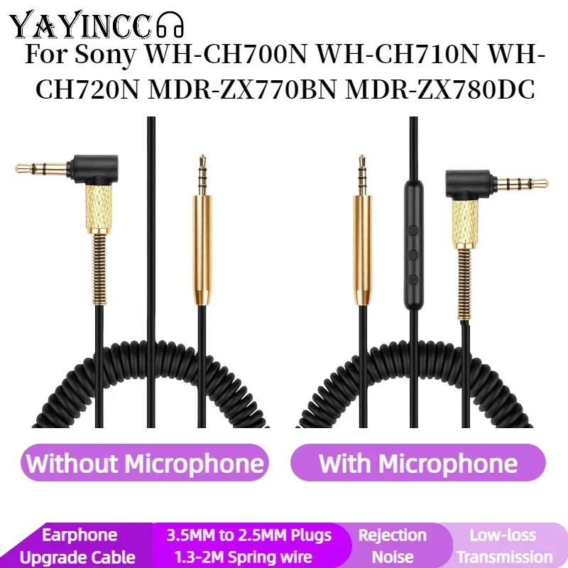 YAYINCC Replacement Spring Coiled 3.5MM to 2.5MM Plugs Earphone cord For Sony WH-CH700N WH-CH710N WH-CH720N MDR-ZX770BN ZX780DC - view 4