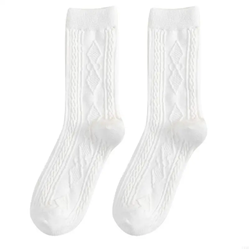 195E damskie japońskie studenckie plisowane wykończone falbankami środkowe rurki załogi skarpetki eleganckie skręcone wzór