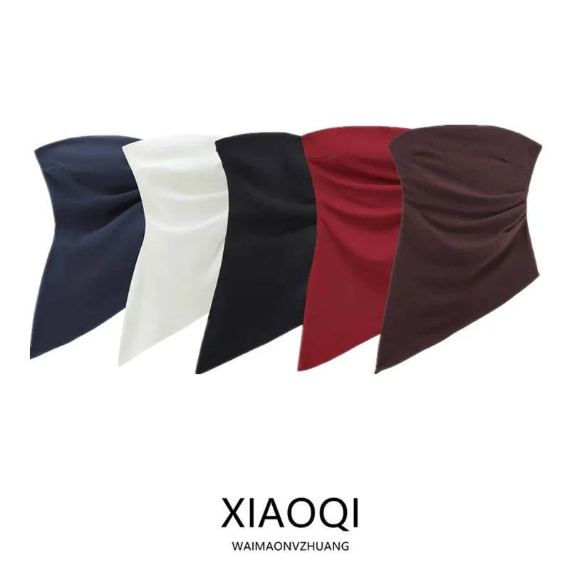

Fall 2024 Women's Design Slim Fit Versatile Pleated Asymmetric Top Faionable Ele Versatile Sle for Ladies