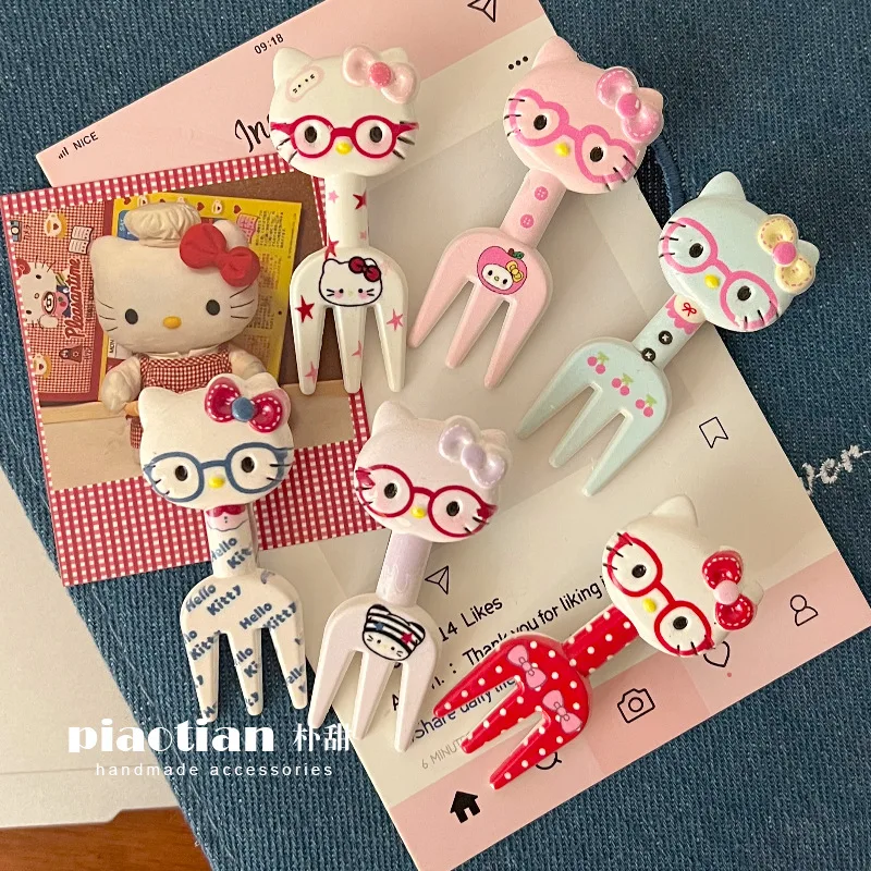 

Аниме Sanrio, модная заколка для волос с рисунком «Hello Kitty», милая заколка для волос KT, челка для девочек, аксессуары для волос, праздничные подарки для маленьких детей